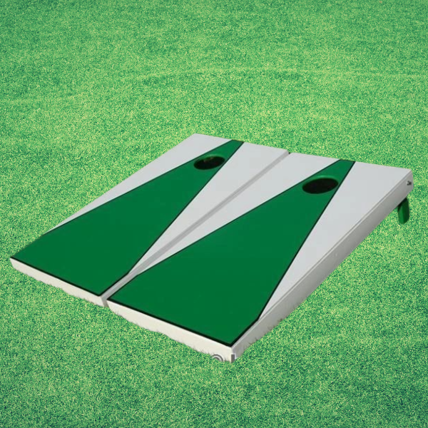 Three Color Sets Cornhole, green and white cornhole , closeup