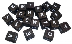 Giant BLACK BIG ANAGRAMS Word Game Cubes + Case
