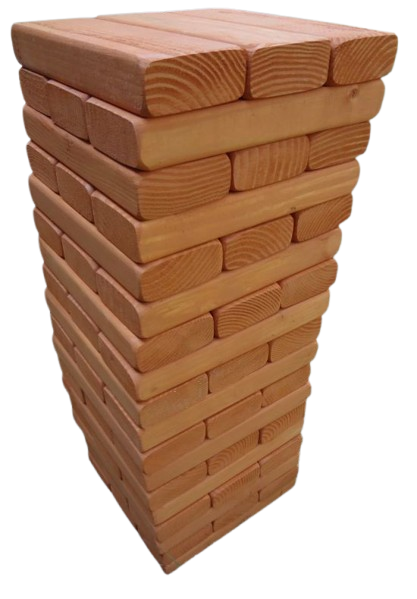 jumbo tumbling tower, orange stain 2×4