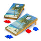 Beach cornhole wooden set, closeup